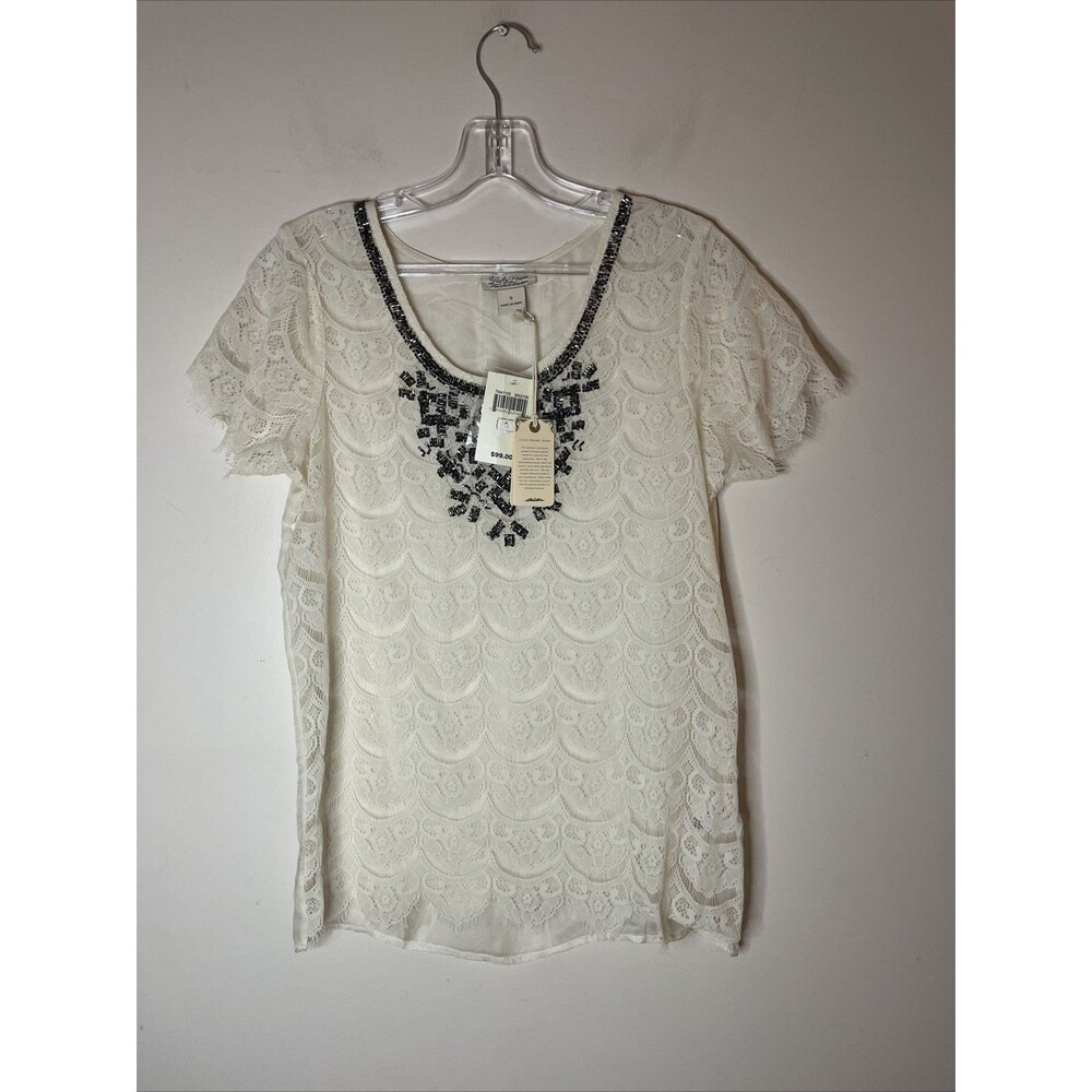 Lucky Brand Tops beaded Lace blouse lace tops Size M New With Tags $99